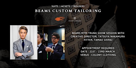 BEAMS CUSTOM TAILORING TRUNK SHOW 2025 AT COLONY CLOTHING