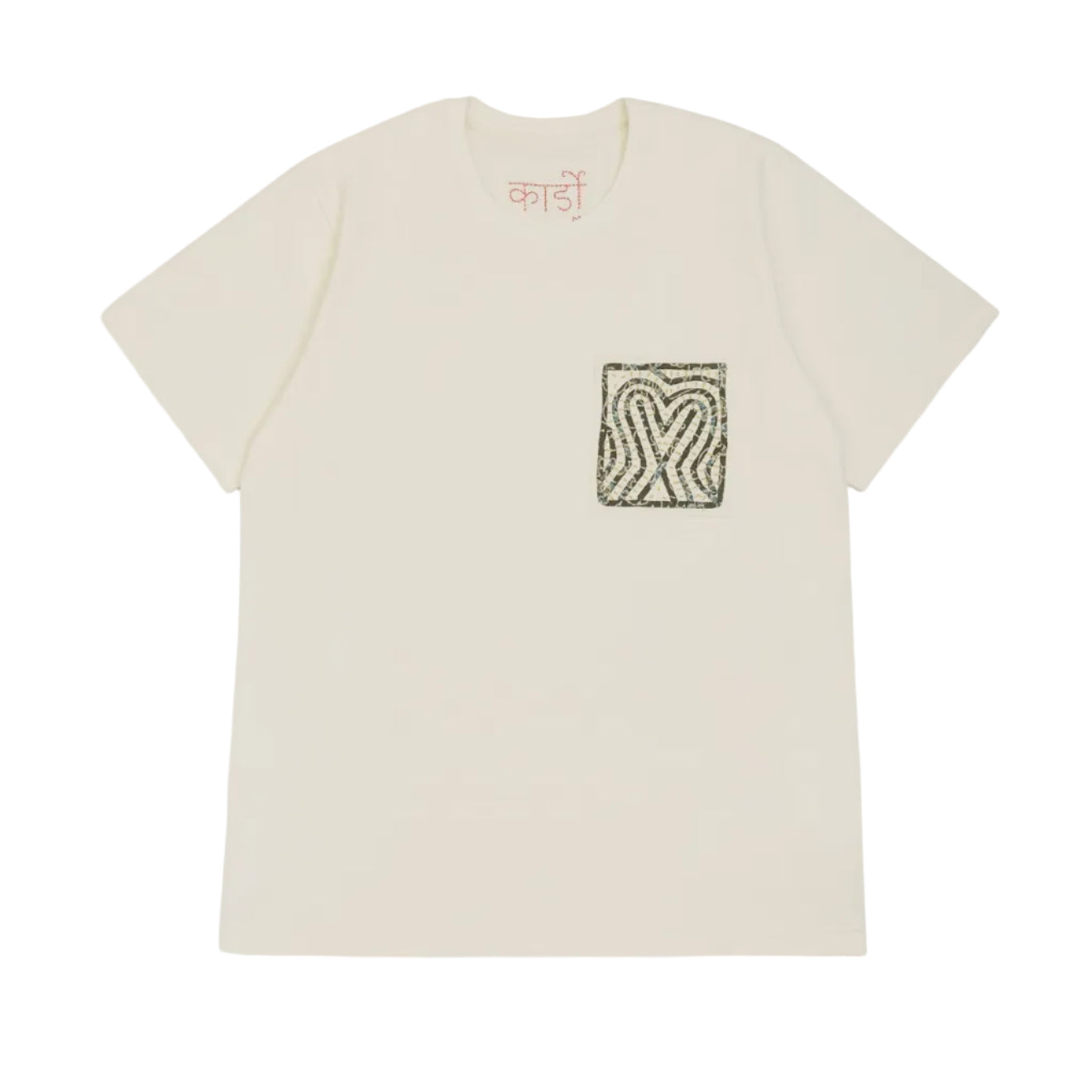 KARDO / T-6 / T-SHIRT WITH RABARI BACK PANEL & PATCH POCKET / WHITE