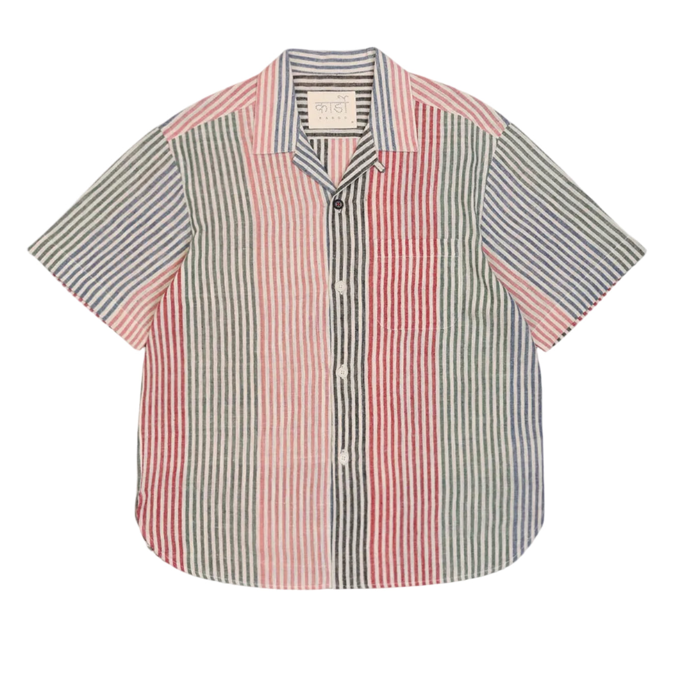 KARDO / RONEN / RELAXED FIT CAMP COLLAR SS SHIRT / MULTI-STRIPED
