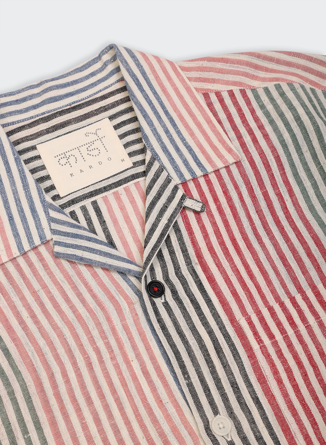 KARDO / RONEN / RELAXED FIT CAMP COLLAR SS SHIRT / MULTI-STRIPED