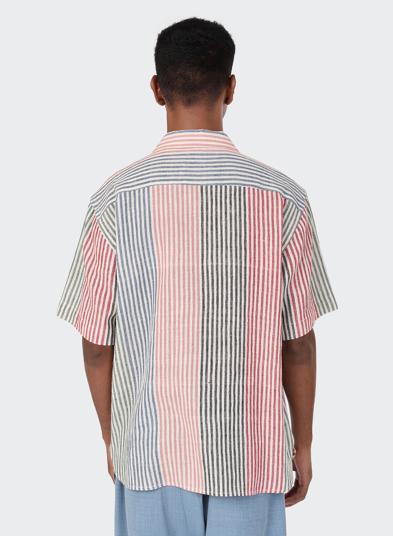 KARDO / RONEN / RELAXED FIT CAMP COLLAR SS SHIRT / MULTI-STRIPED