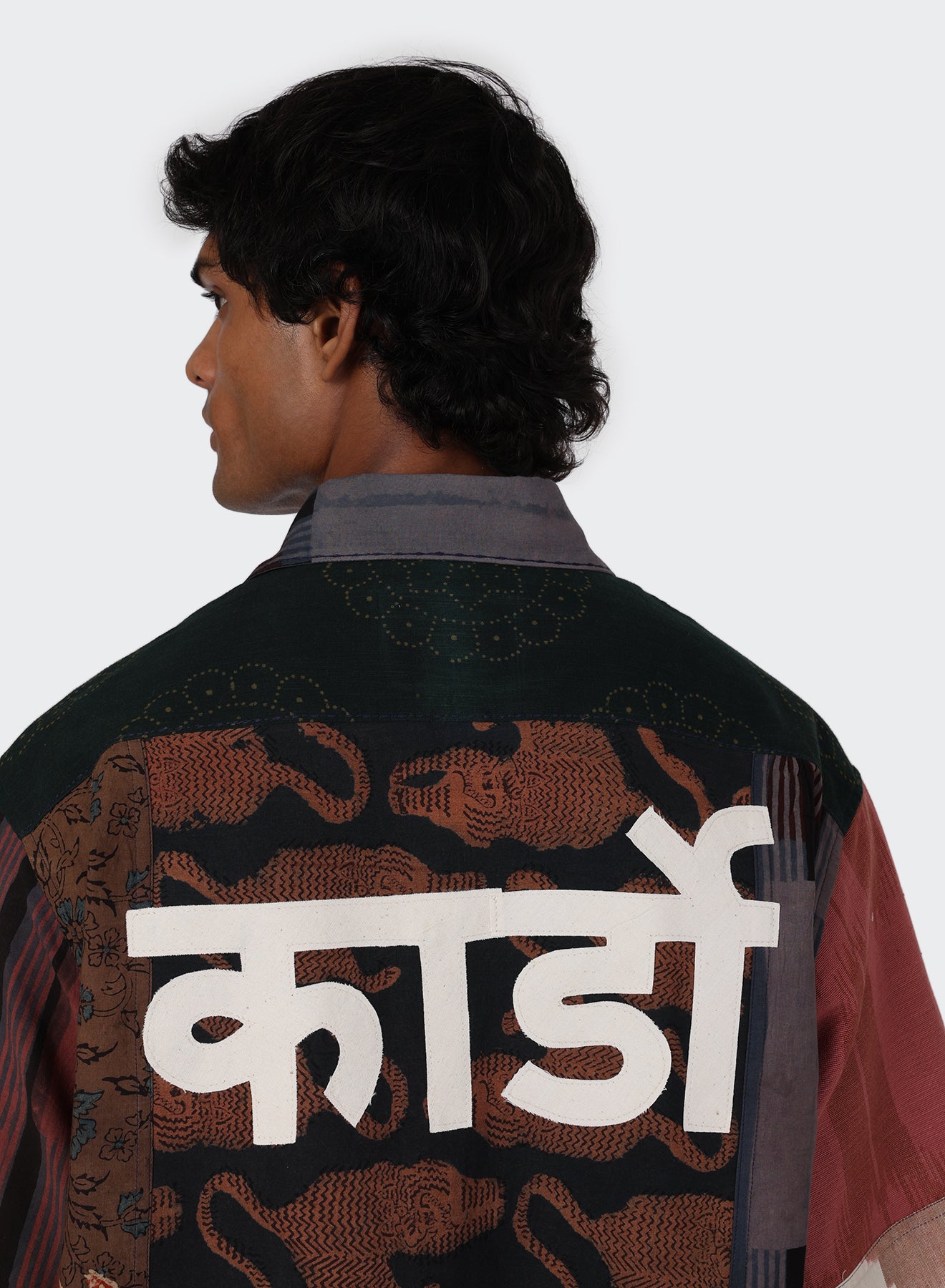 KARDO / YUTO / OVERSIZED 12 PANEL PATCHWORK SHIRT WITH RAW EDGE DETAILS