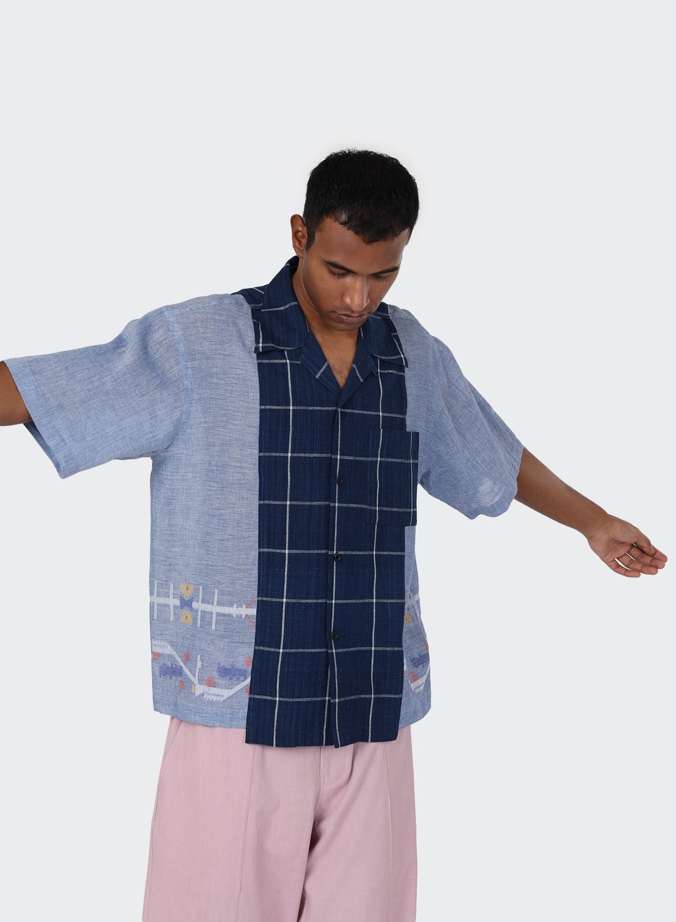 KARDO / KUNAL / RELAXED FIT VINTAGE INSPIRED SS SHIRT WITH CONTRAST PANEL