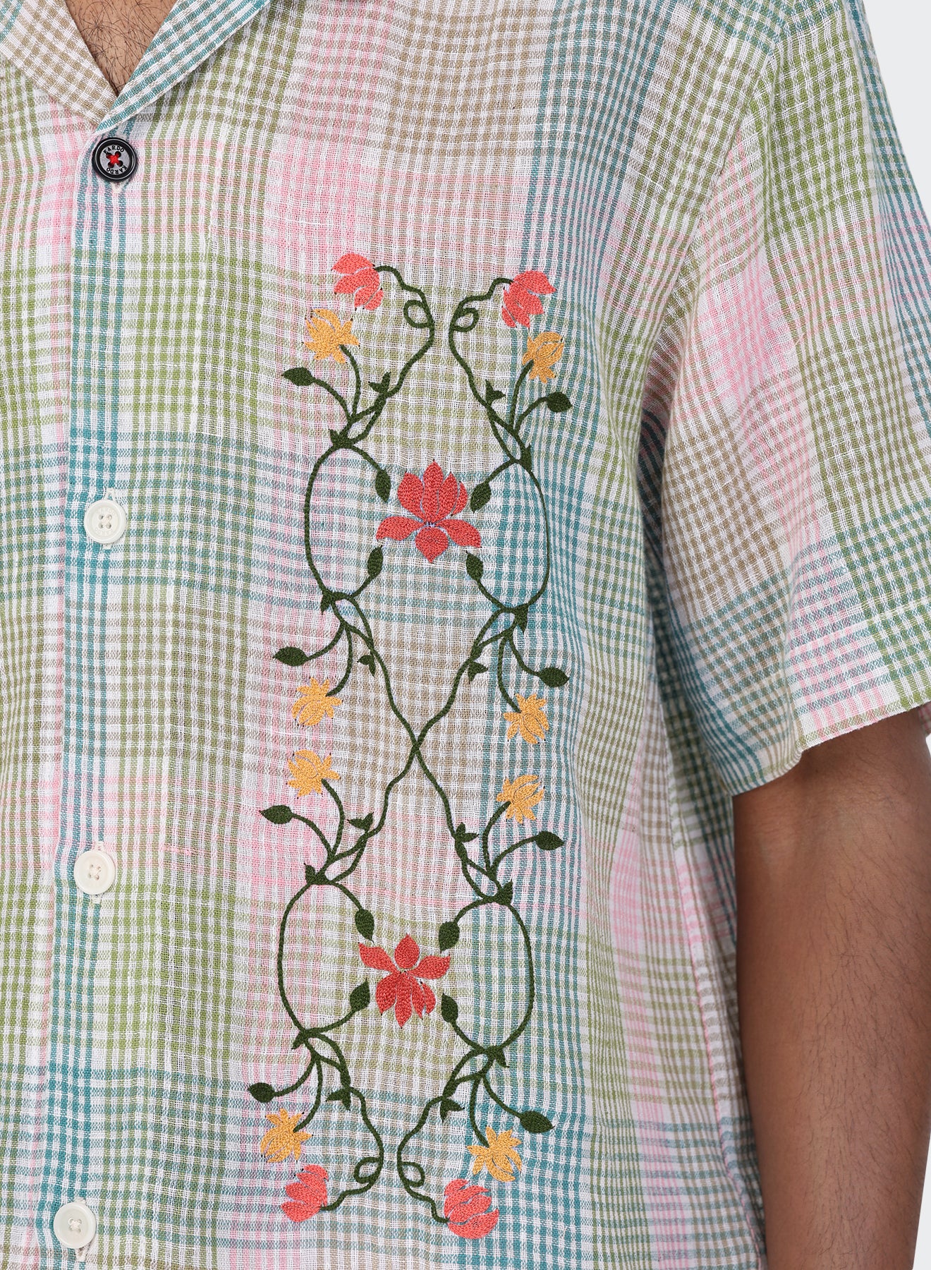 KARDO / RONEN / RELAXED FIT CAMP COLLAR SS SHIRT / CHECKERED FLORAL