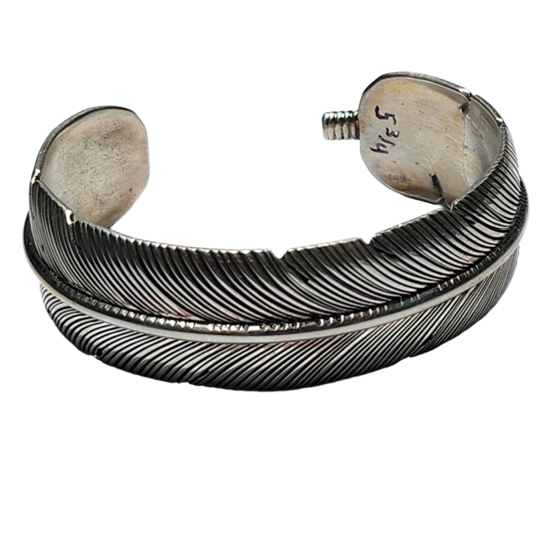 Feather Bracelet by Harvey Mace (0.5")	All sterling silver- 5 1/2 inch