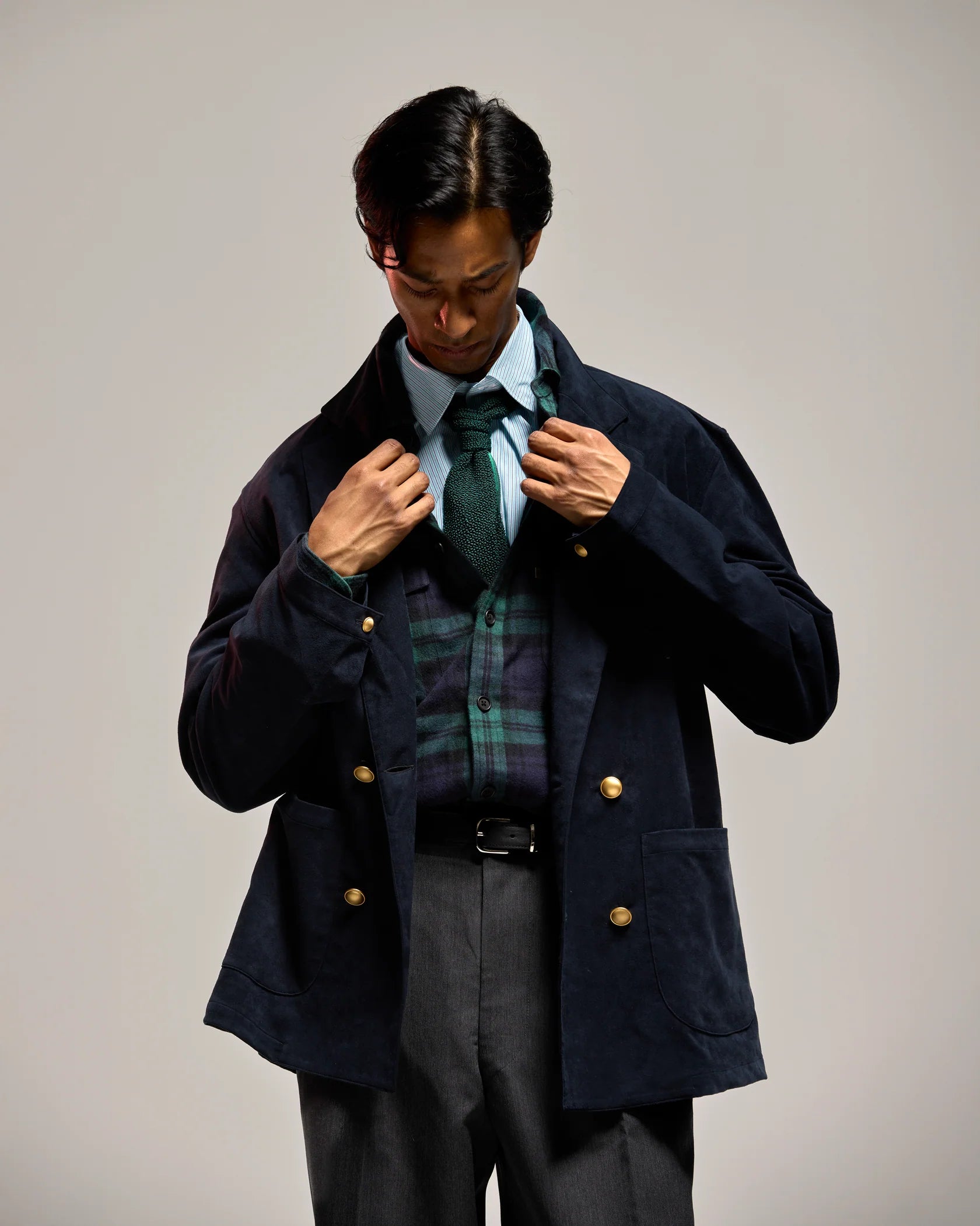 COLONY CLOTHING / DOUBLE BREASTED ULTRASUEDE LOUNGE JACKET / CC2402-JK01WB