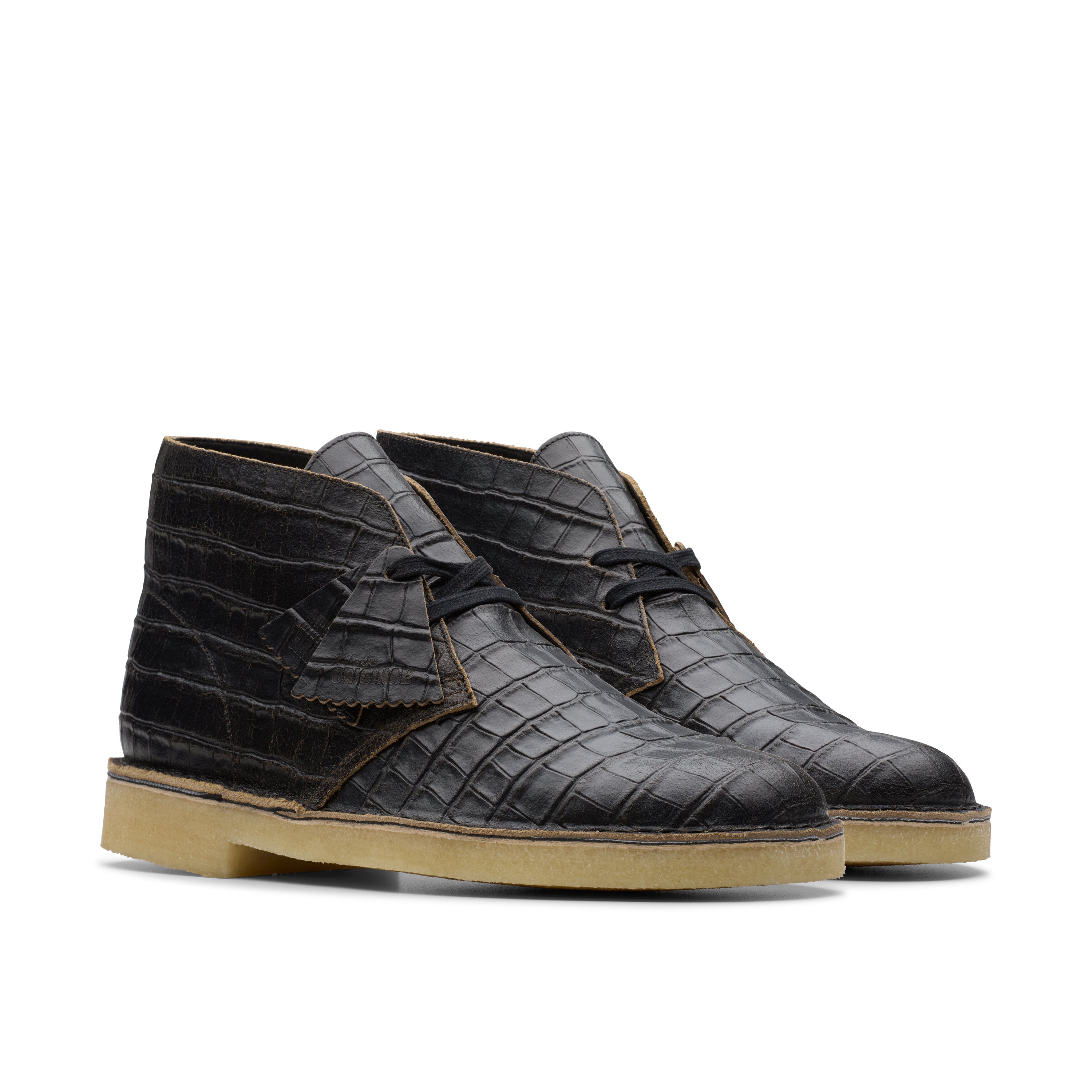 CLARKS / Desert Boot BlkCroc Distress (MENS)