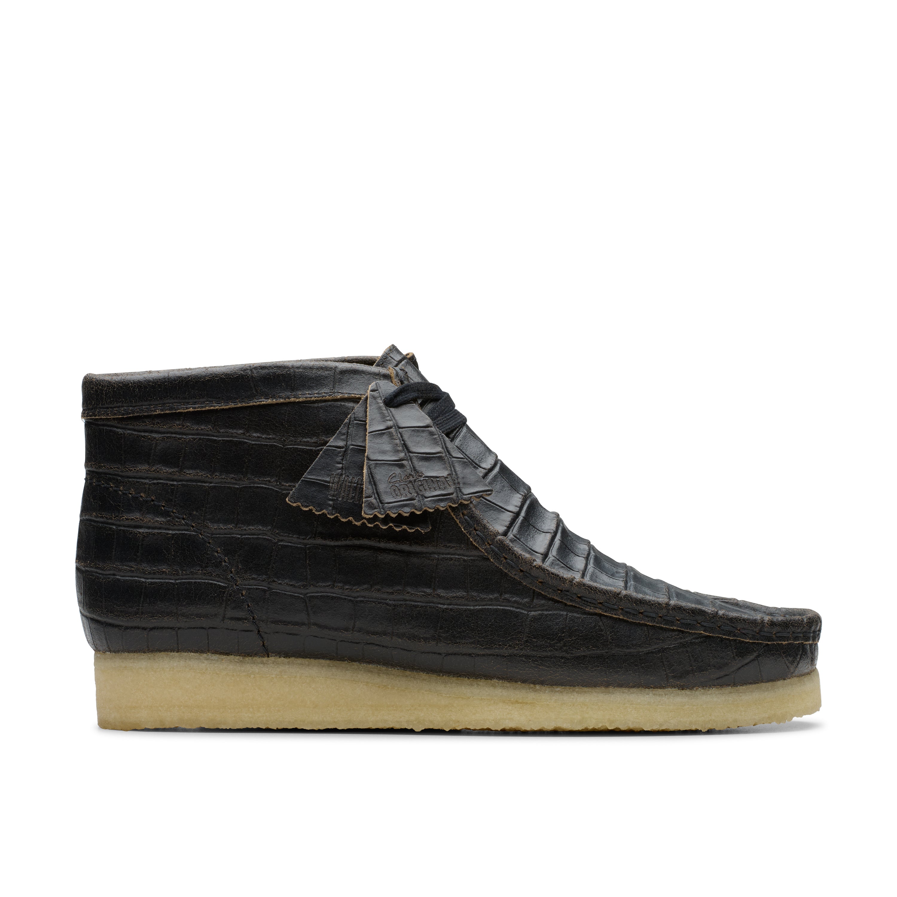 CLARKS / Wallabee Boot BlkCroc Distress (MENS)