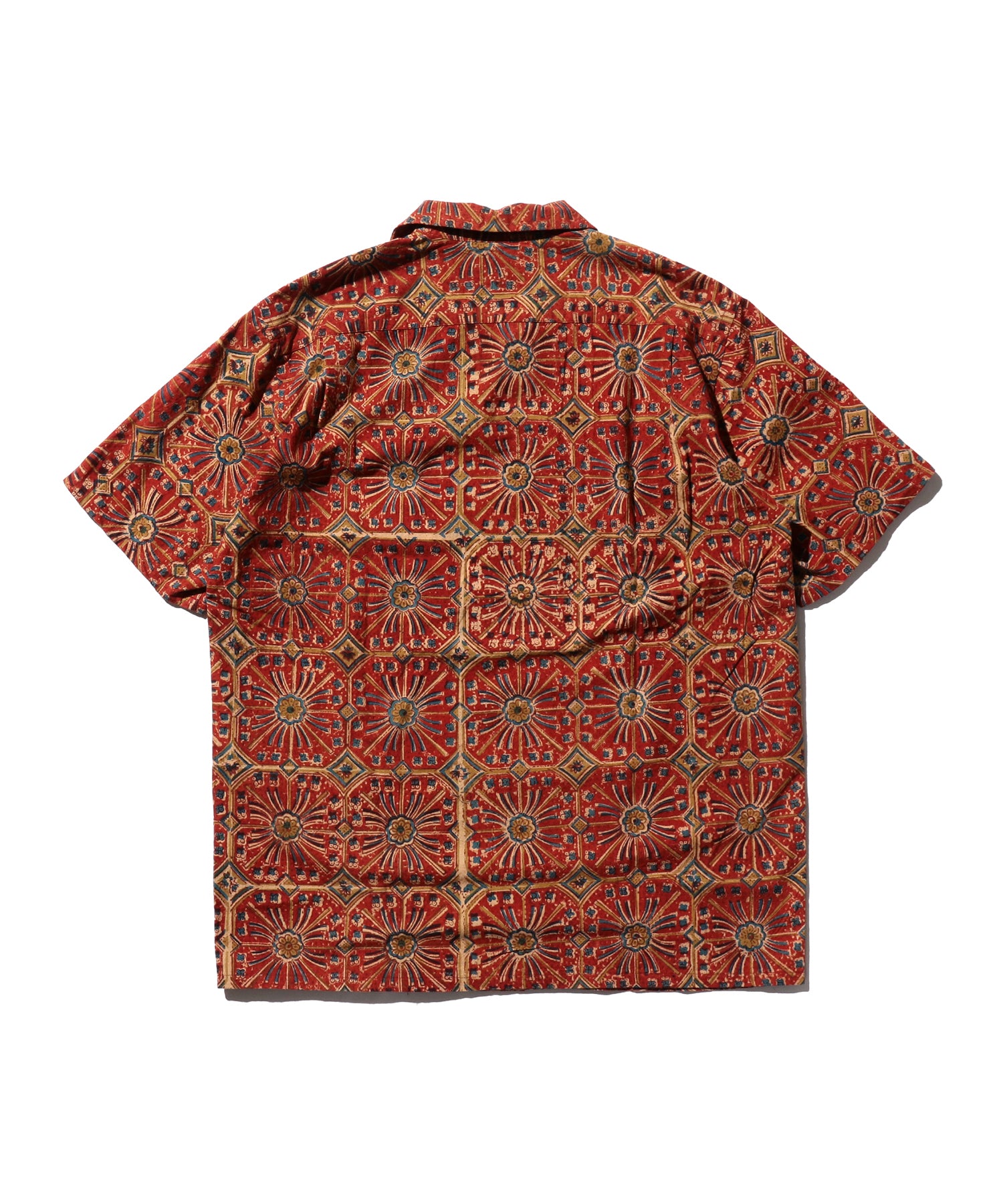 BEAMS PLUS / Open Collar Block Print Flower / 3801-0168-139