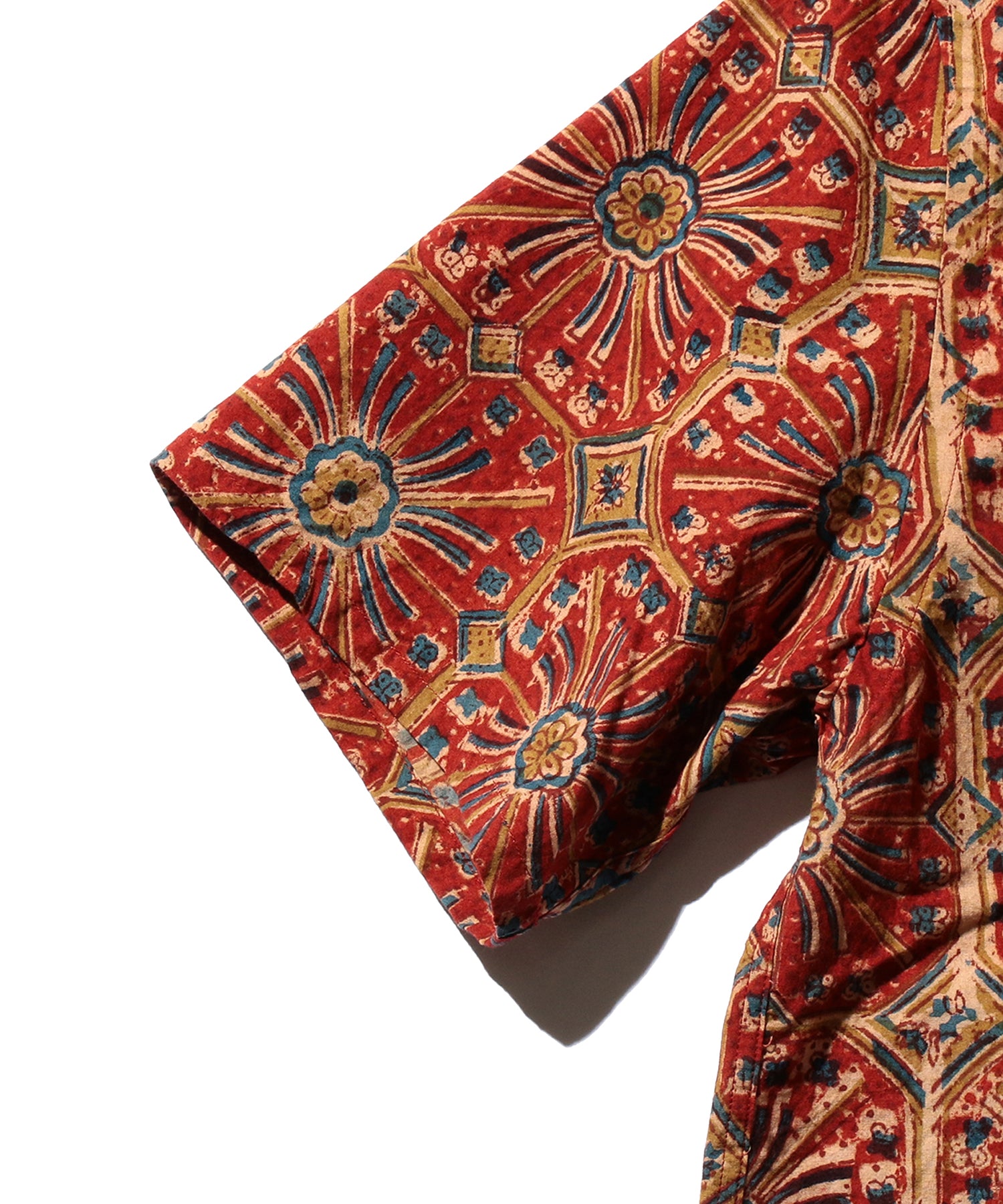 BEAMS PLUS / Open Collar Block Print Flower / 3801-0168-139