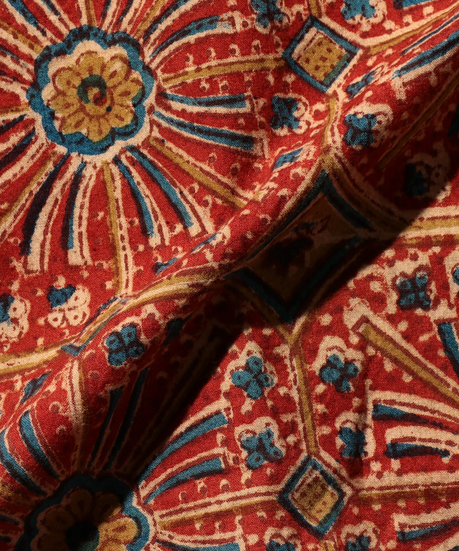 BEAMS PLUS / Open Collar Block Print Flower / 3801-0168-139