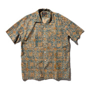 BEAMS PLUS / Open Collar Block Print Flower / 3801-0168-139