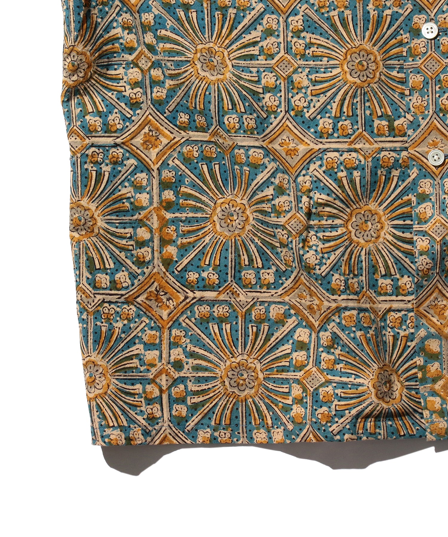 BEAMS PLUS / Open Collar Block Print Flower / 3801-0168-139