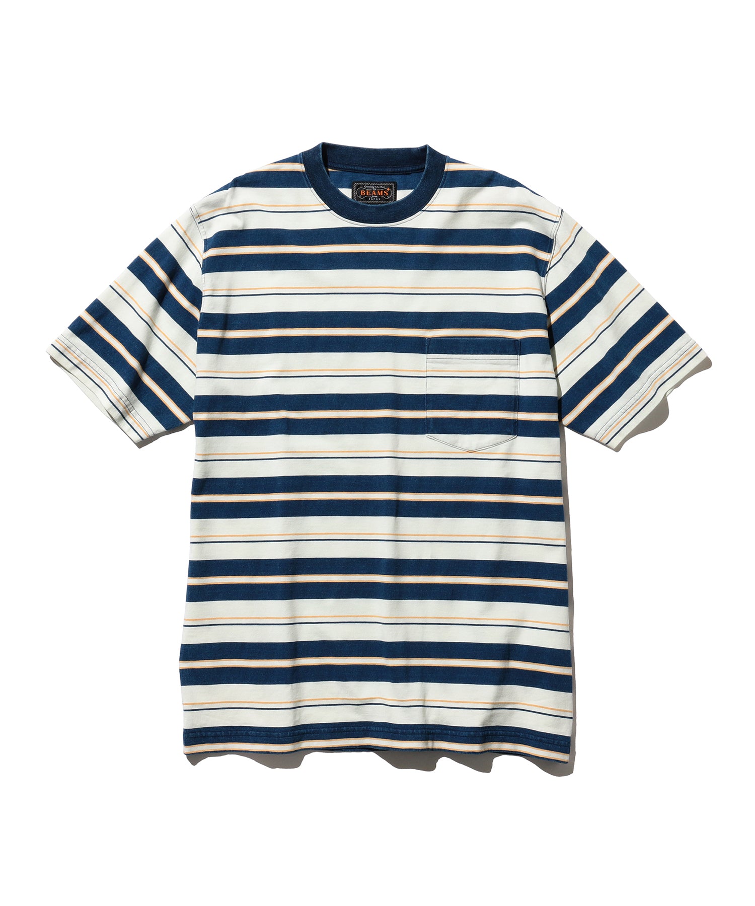 BEAMS PLUS / Pocket Tee Stripe Indigo / 3804-0087-156