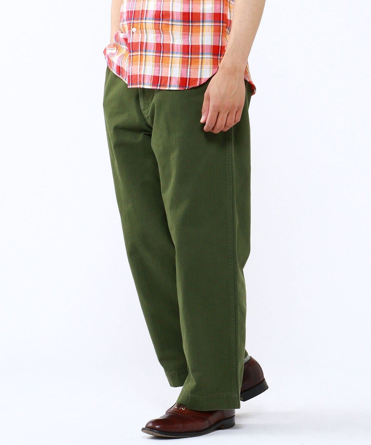 BEAMS PLUS / MIL Trousers Herringbone Olive / 3823-0126-791