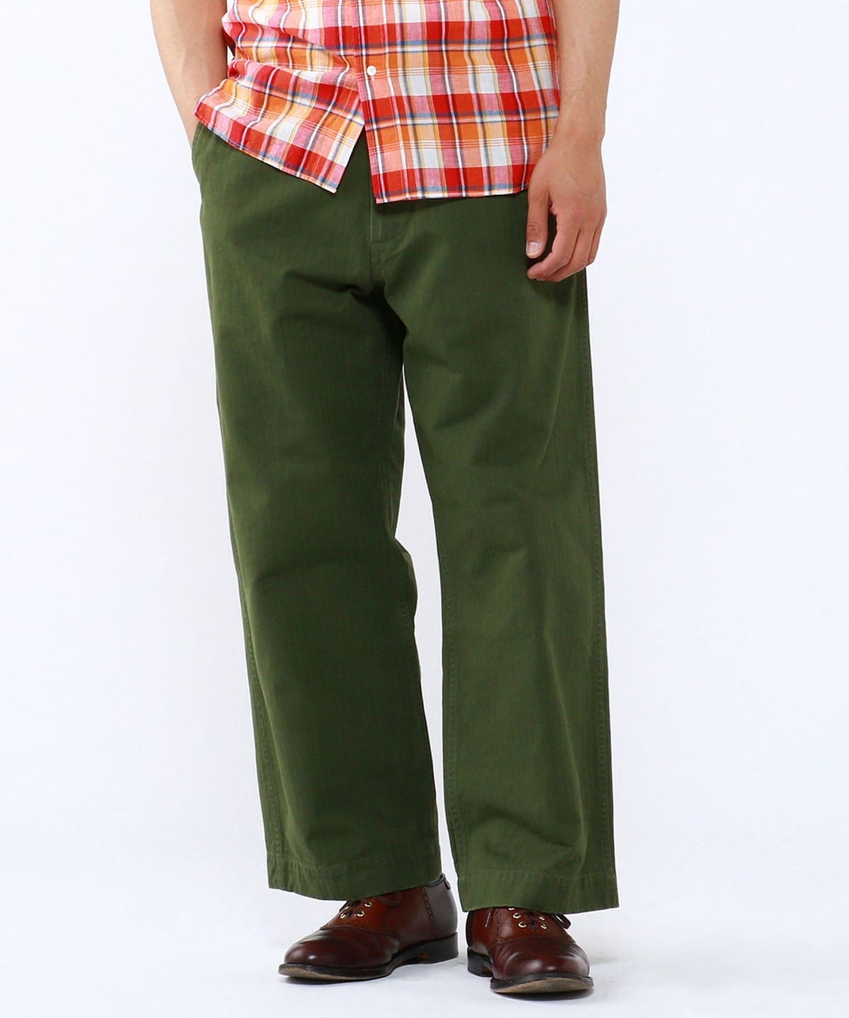 BEAMS PLUS / MIL Trousers Herringbone Olive / 3823-0126-791