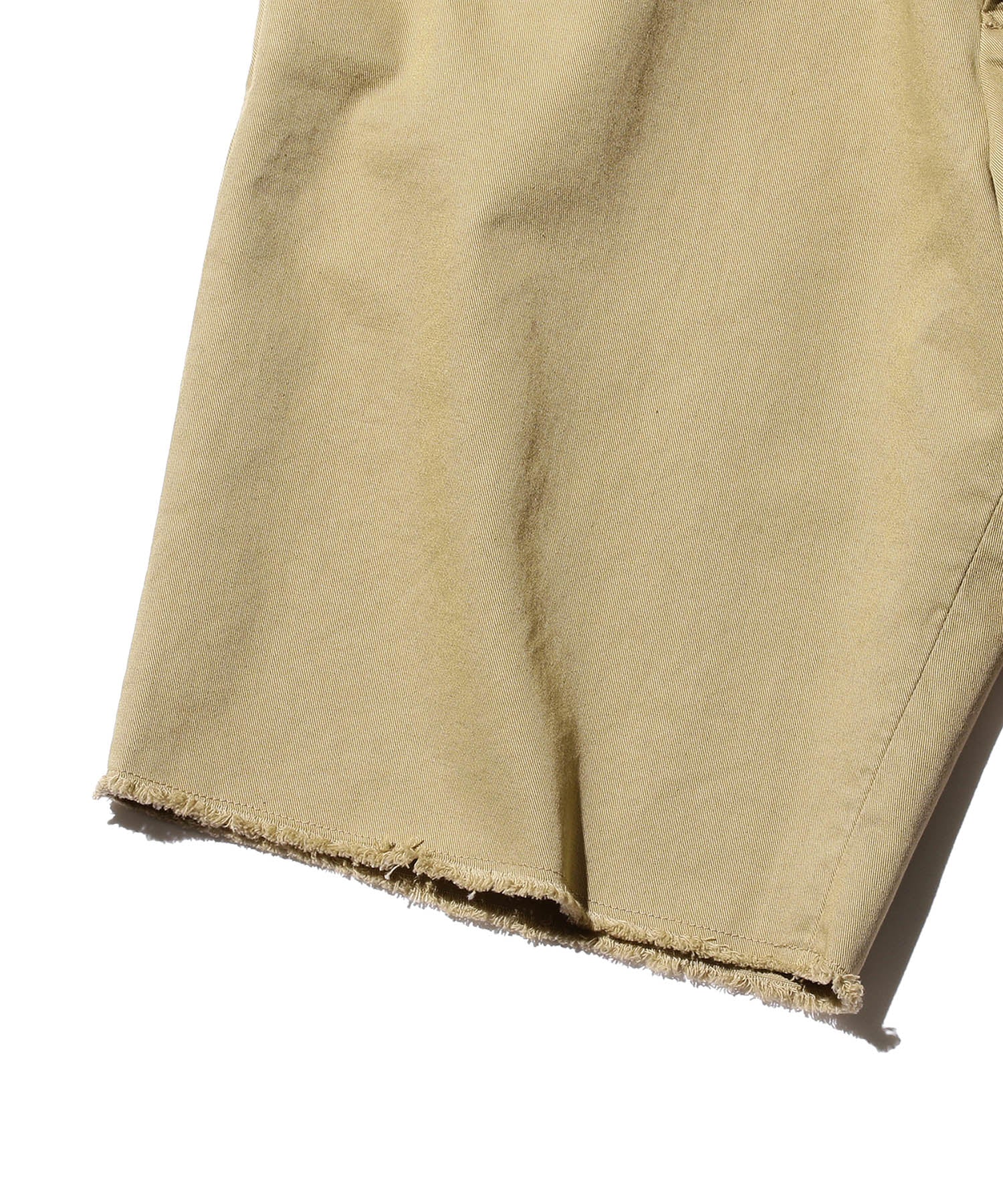 BEAMS PLUS / Plain Front Shorts Cut-Off Twill Garment Dye / 3825-0070-791