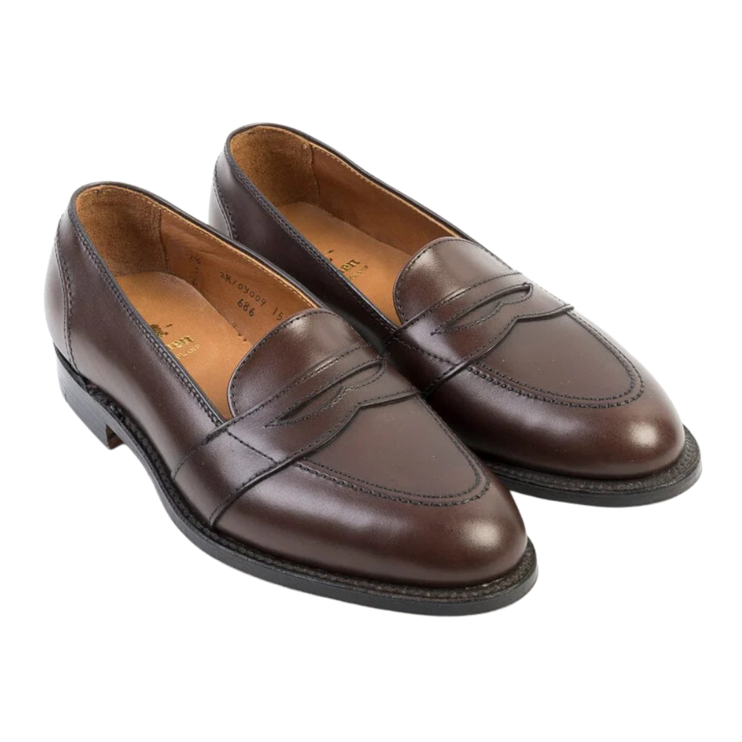 ALDEN 686 DARK BROWN CALF FULL STRAP LOAFER