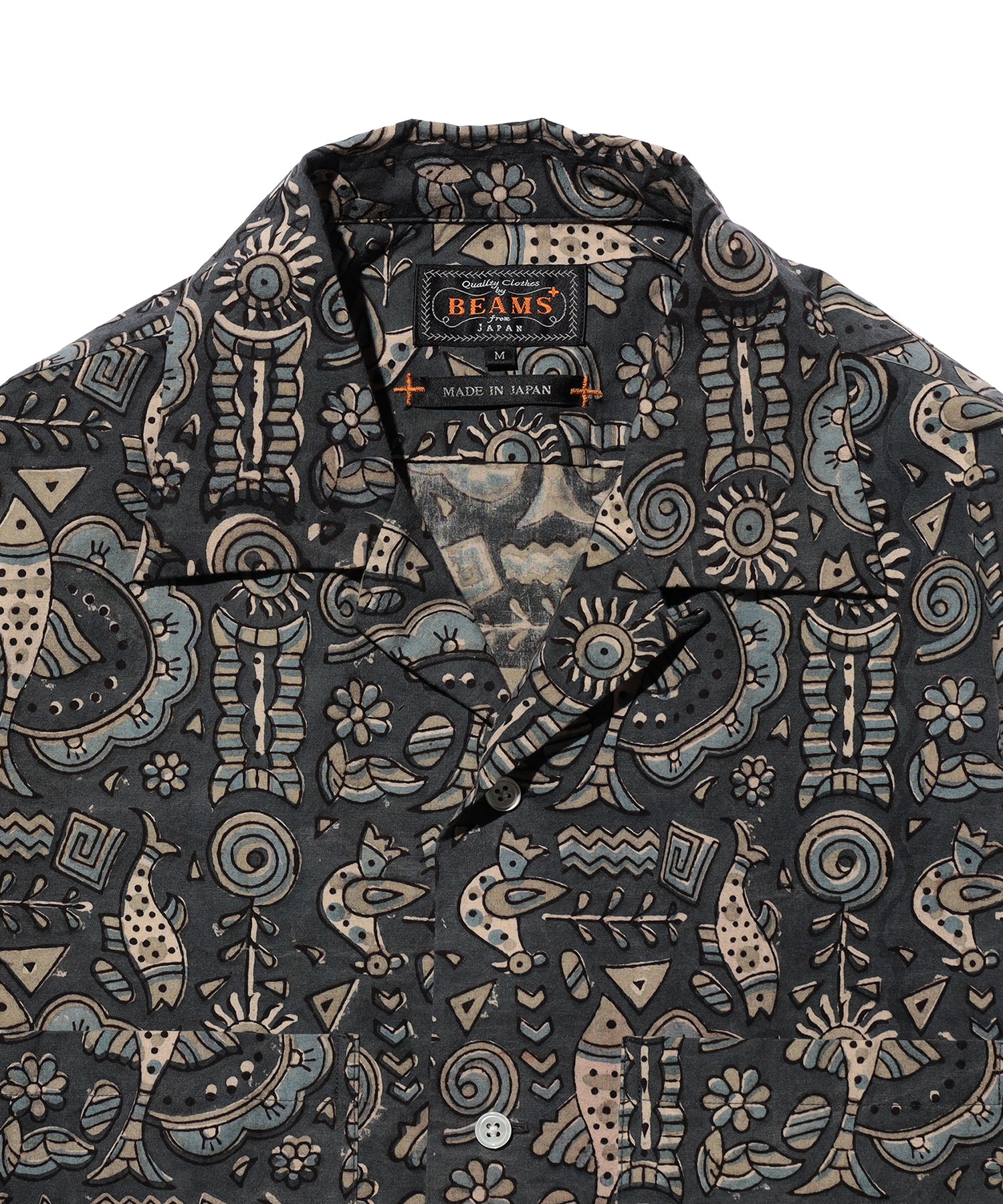 BEAMS PLUS / Open Collar Block Print / 3811-1912-139