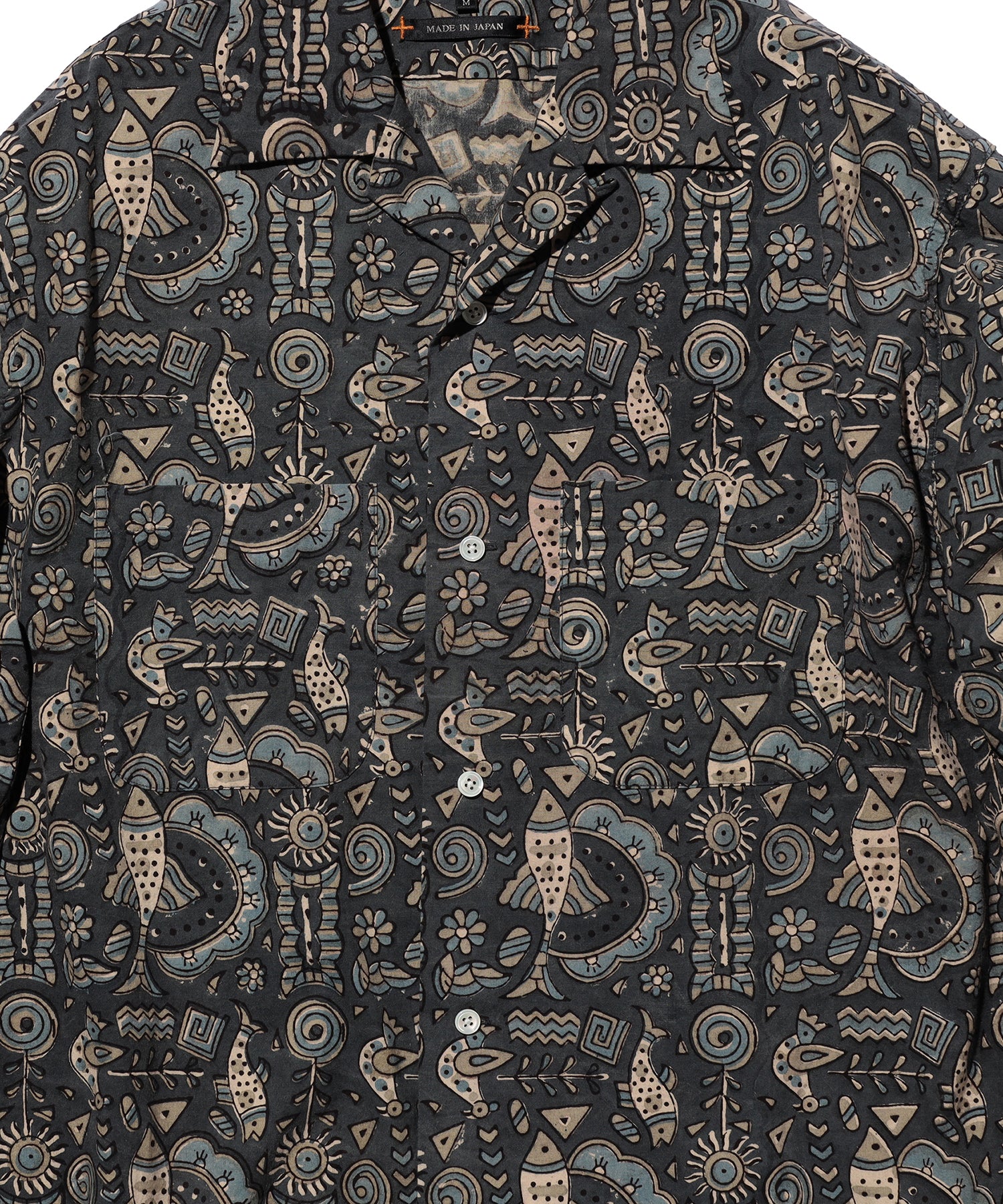 BEAMS PLUS / Open Collar Block Print / 3811-1912-139