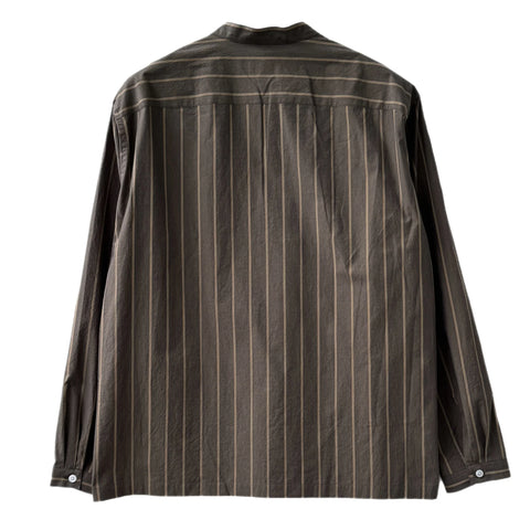 COLONY CLOTHING /  STRIPE STAND COLLAR SHIRT BROWN  / CC2401-SH06-02