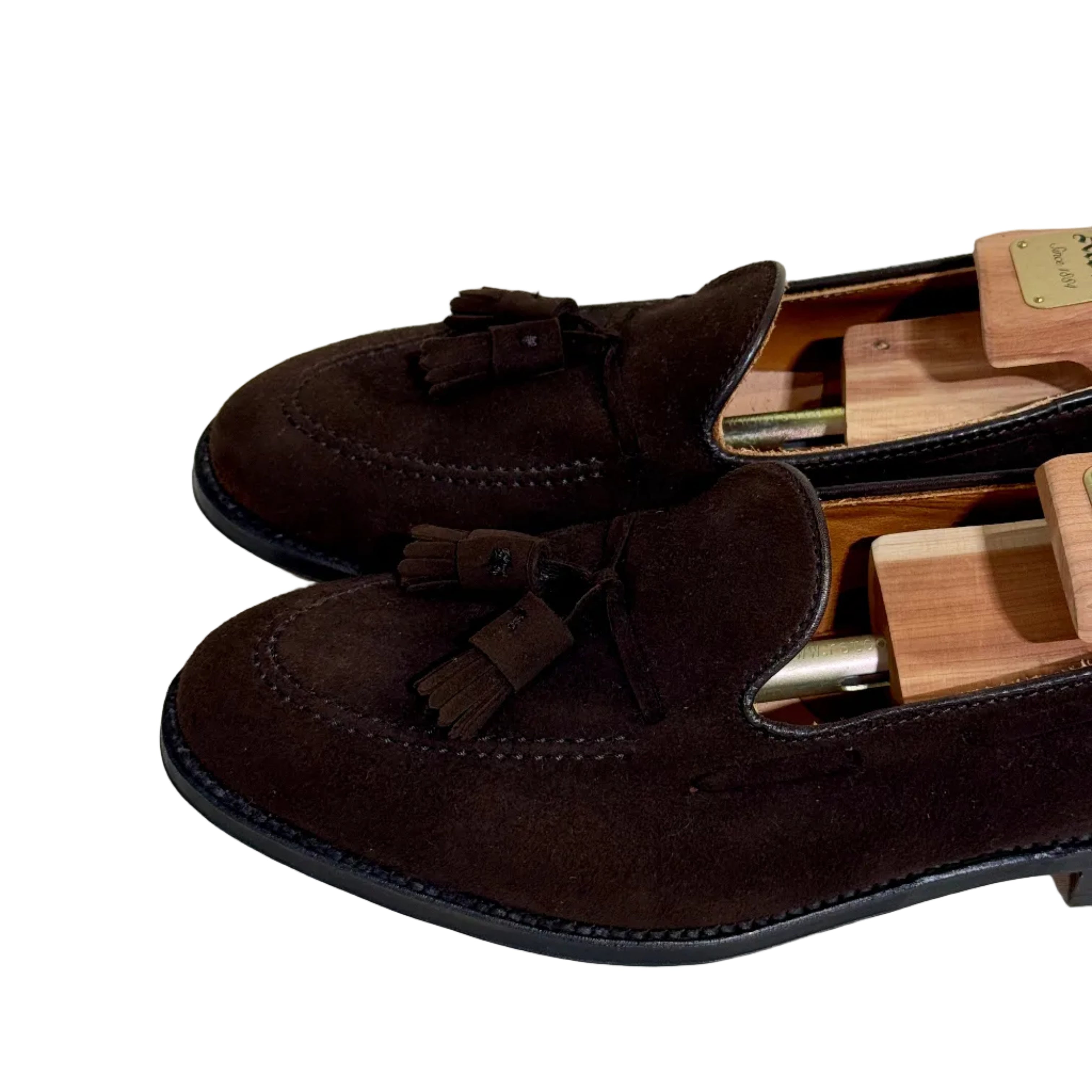 ALDEN 666 TASSEL MOCCASIN DARK BROWN SUEDE