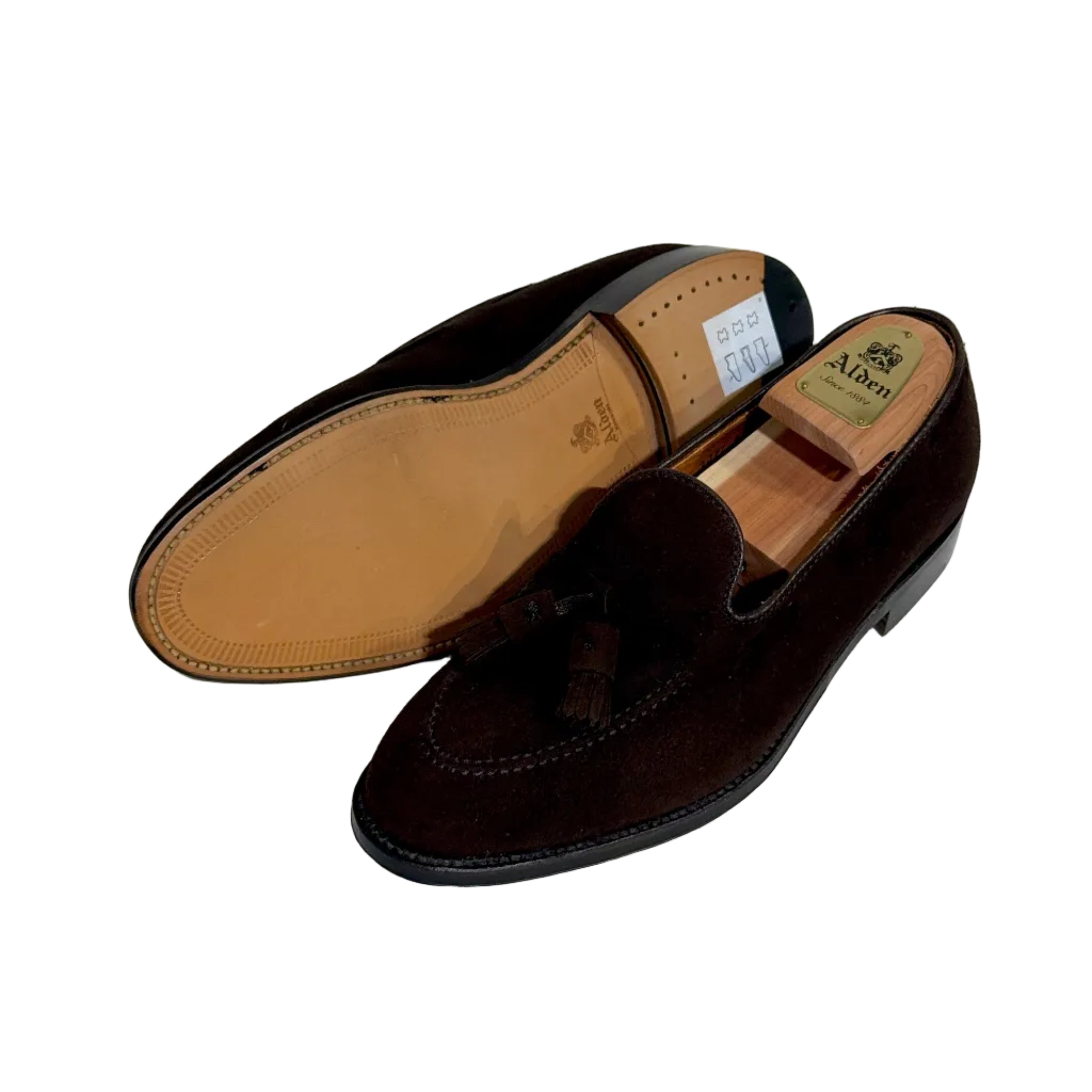 ALDEN 666 TASSEL MOCCASIN DARK BROWN SUEDE