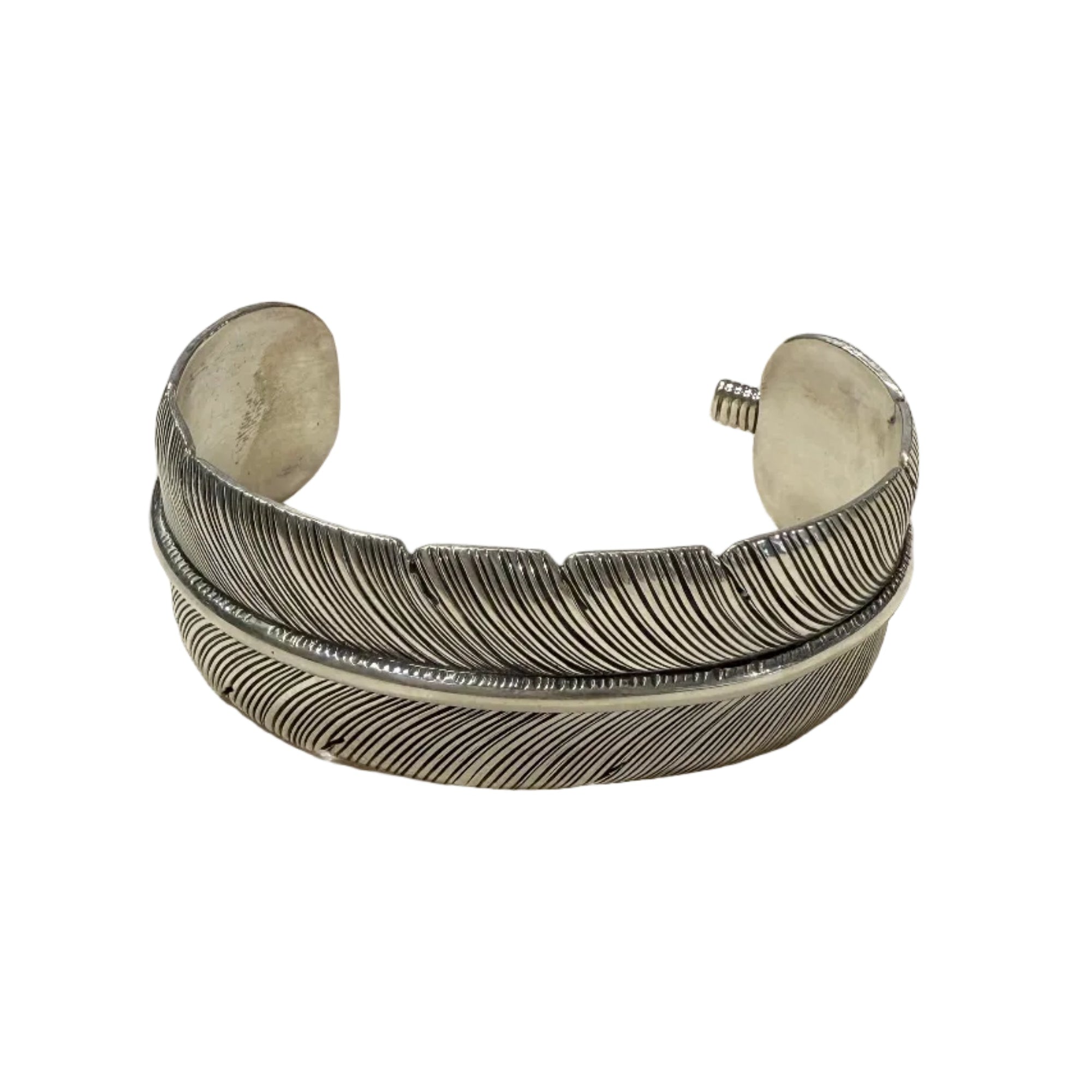 Feather bracelet by Harvey Mace (1.0"") / Sterling Silver / 5-1/2 inch"