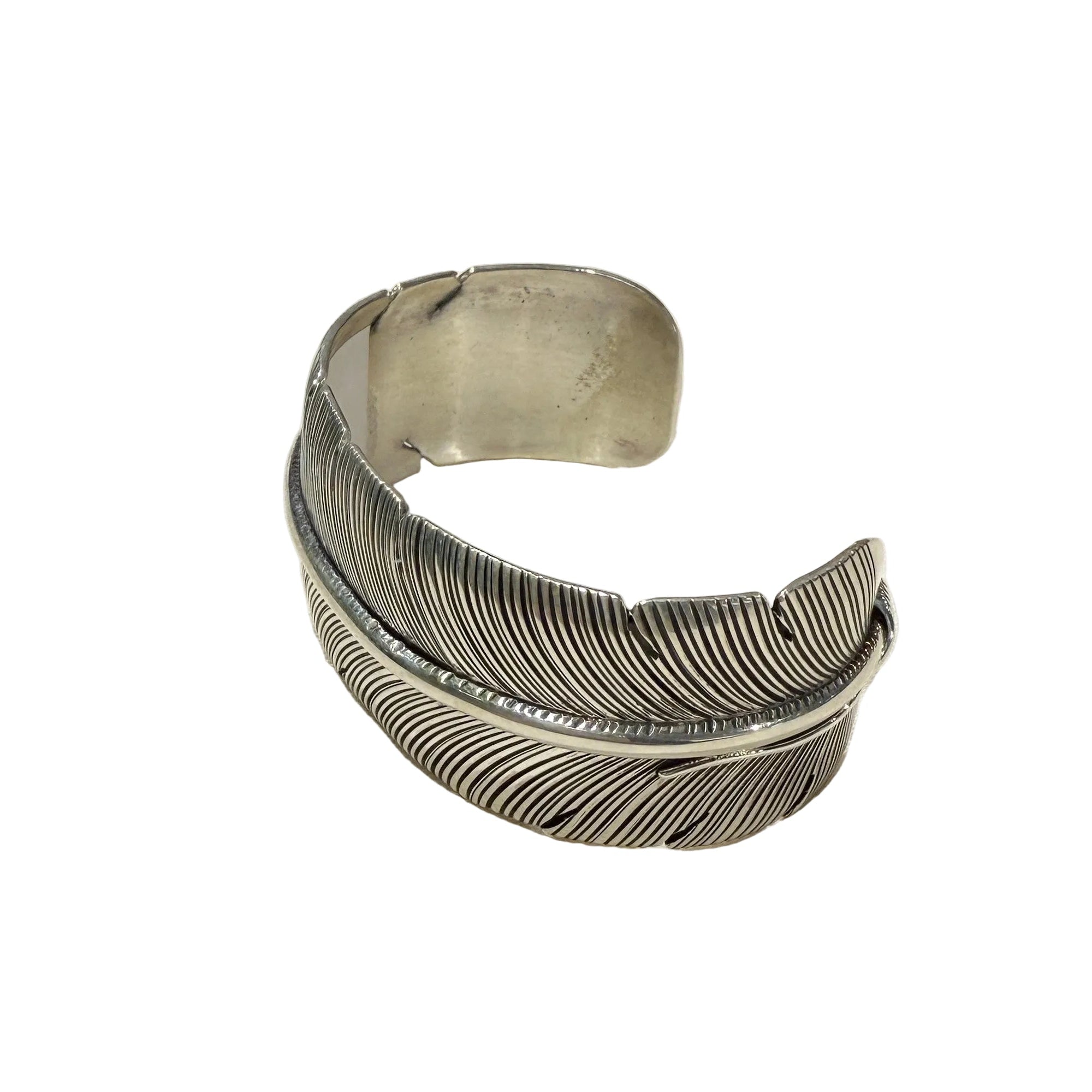 Feather bracelet by Harvey Mace (1.0"") / Sterling Silver / 5-1/2 inch"