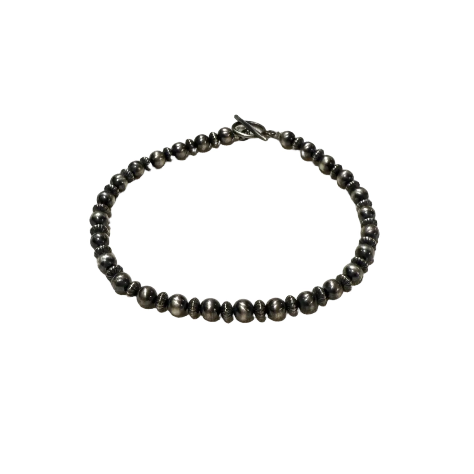 Silver Bead Bracelet by Navajo / 8"