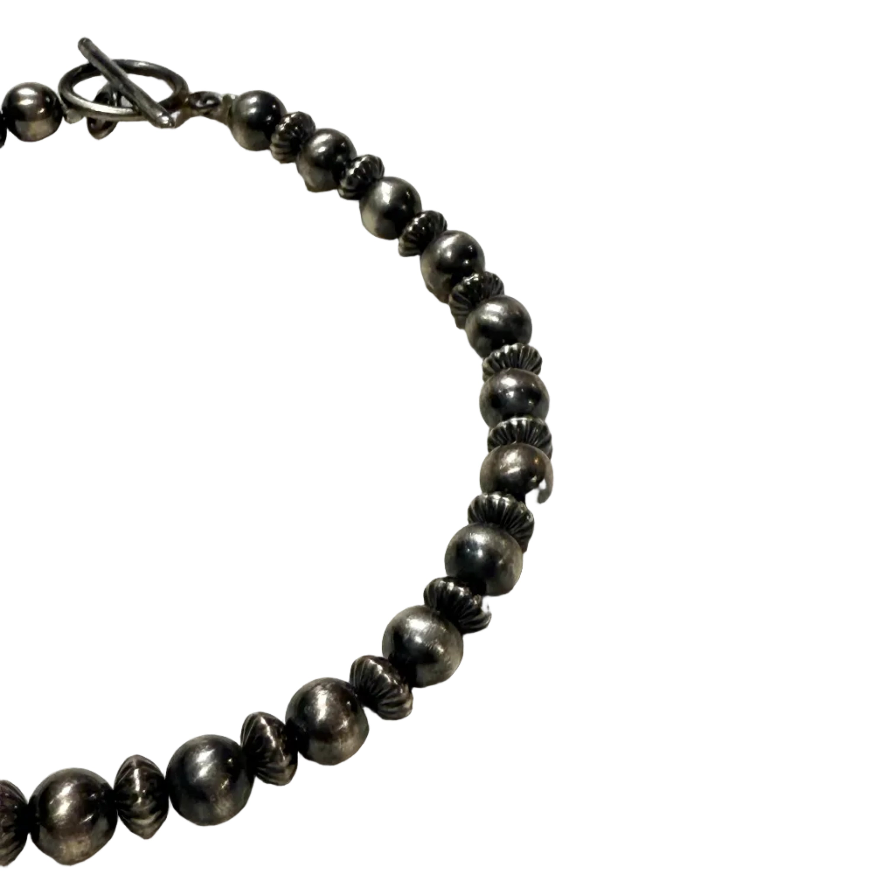 Silver Bead Bracelet by Navajo / 8"