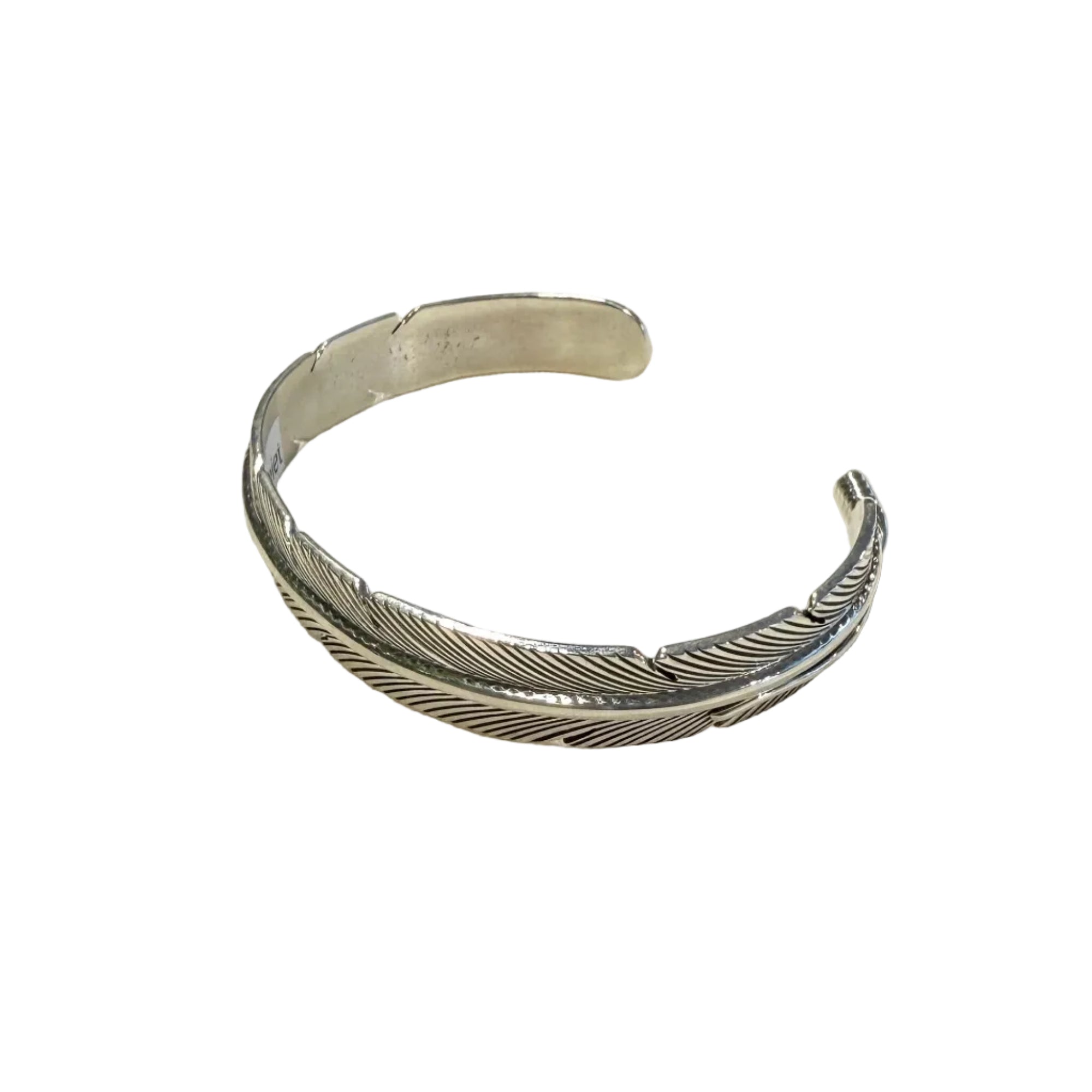 Feather bracelet by Harvey Mace (0.37"") / Sterling Silver / 5 1/2"