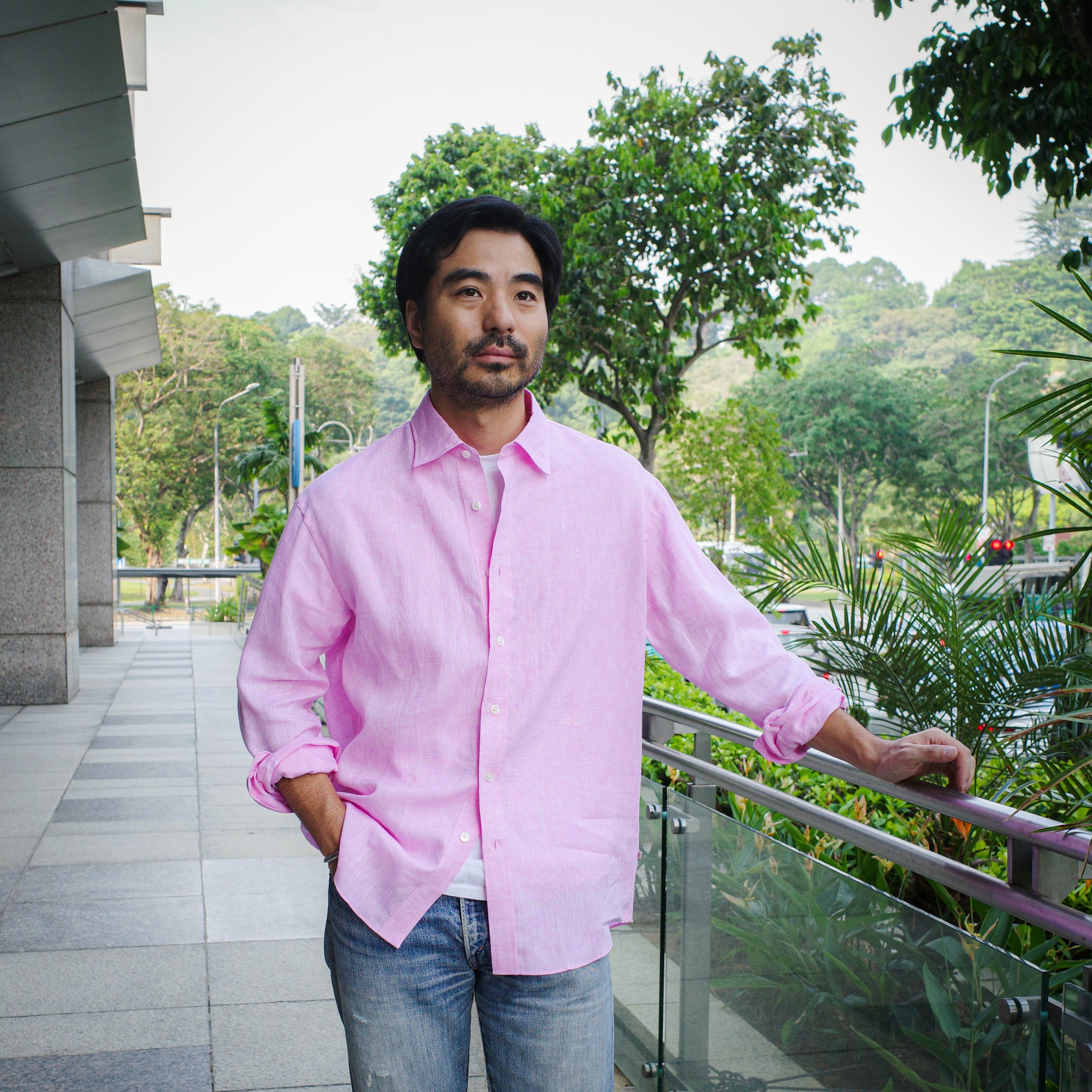 COLONY CLOTHING / ALBINI LINEN LOUNGE SHIRT / CCSE-SH02