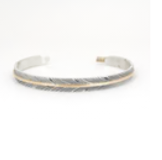 Feather bracelet by Harvey Mace (0.25"") / Sterling Silver with 12K Gold / 5-3/4"