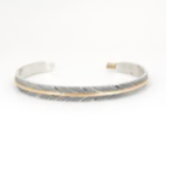 Feather bracelet by Harvey Mace (0.25"") / Sterling Silver with 12K Gold / 5-3/4"