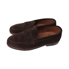 ALDEN 6224L UNLINED PENNY LOAFER IN DARK BROWN SUEDE