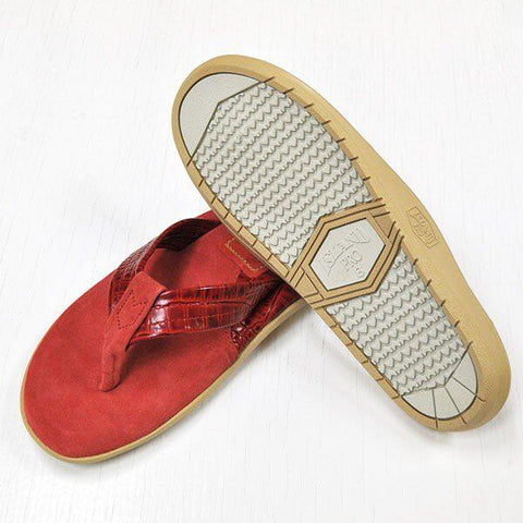 Island Slipper Two Tone Leather Red Thong