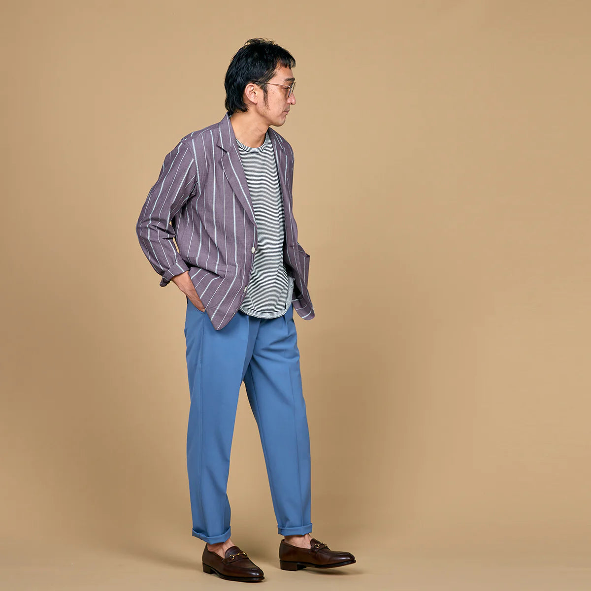 COLONY CLOTHING / COTTON STRIPED LOUNGE JACKET / CC2301-JK01S-1