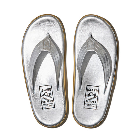 ISLAND SLIPPER CLASSIC SILVER LEATHER THONG (PT202M SILVER)