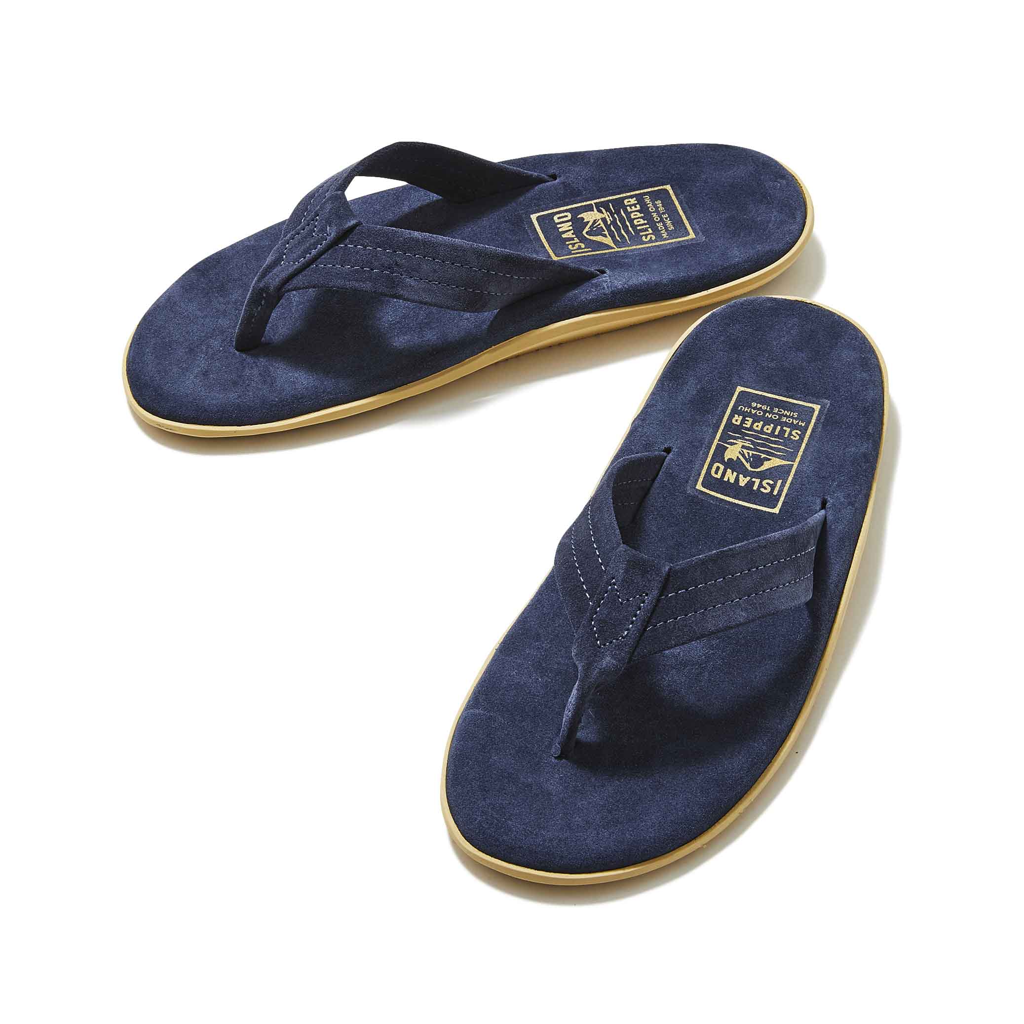 ISLAND SLIPPER CLASSIC SUEDE NAVY THONG SANDALS (PT203)