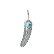 HARVEY MACE TURQUOISE FEATHER PENDANT SILVER