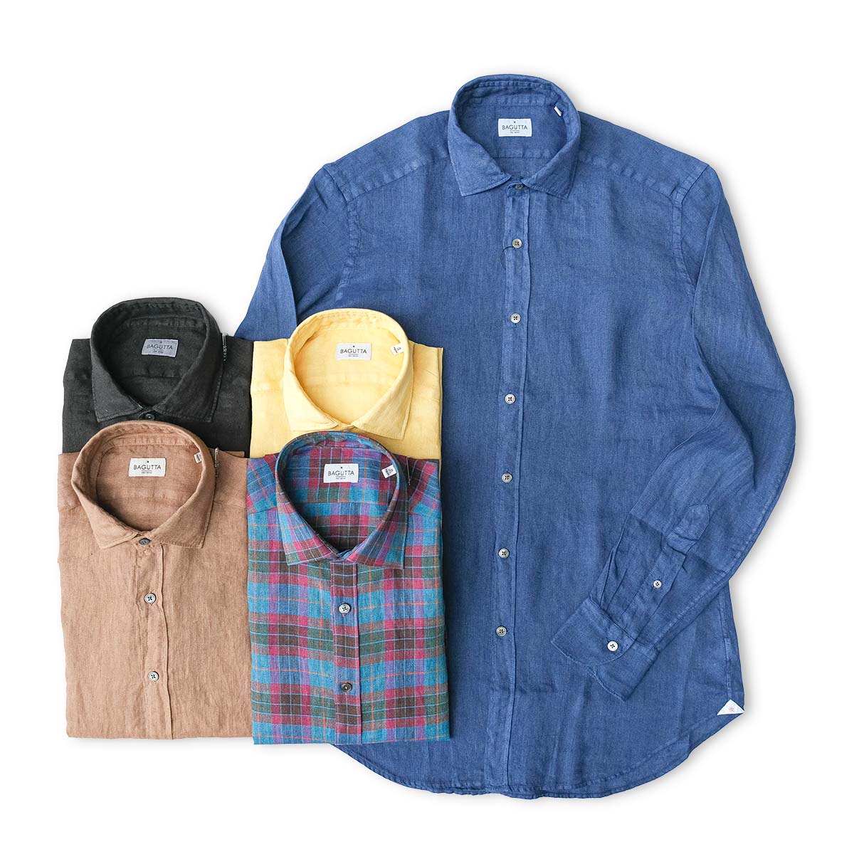 BAGUTTA / CHECKERED LINEN SHIRT / BERLINO_GALW 11890.450