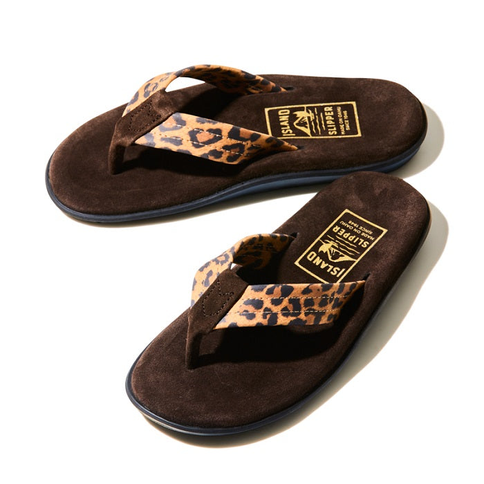 Island Slipper Classic Espresso Leopard Suede Thong (PB203VS)