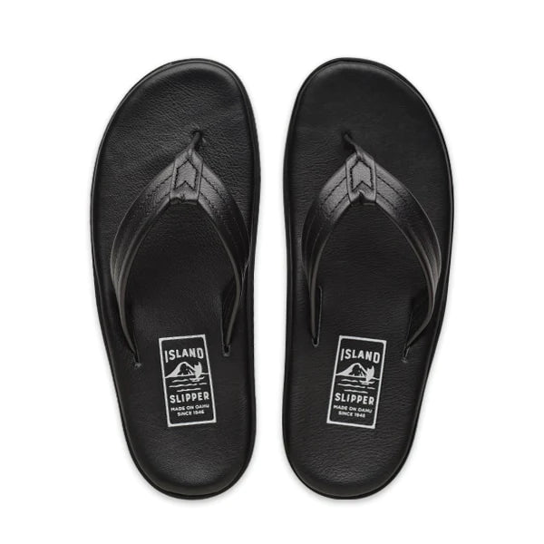 ISLAND SLIPPER / CLASSIC LEATHER BLACK THONG SANDALS (PB202 BLACK)
