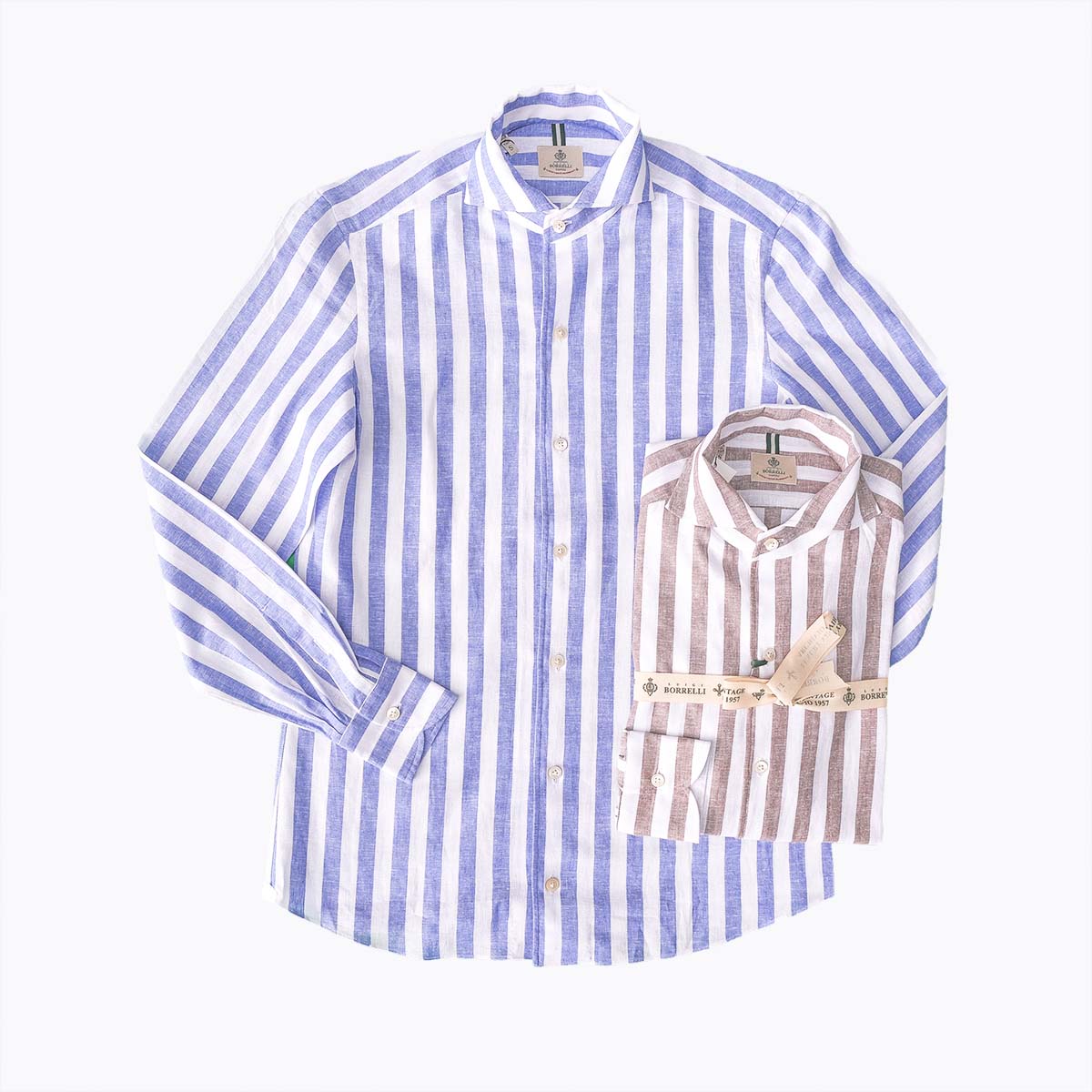 LUIGI BORRELLI / STRIPED LINEN SHIRT / 1221 – COLONY CLOTHING