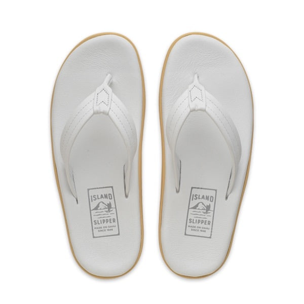 ISLAND SLIPPER CLASSIC WHITE LEATHER THONG SANDALS (PT202)